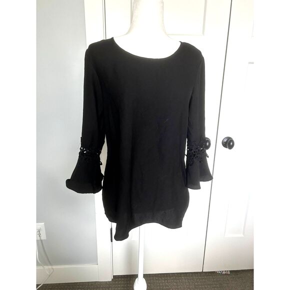 Zac and Rachel 3/4 Sleeve Peasant Top Decorative Lace Trim Sleeves Woman Size S - Picture 1 of 7